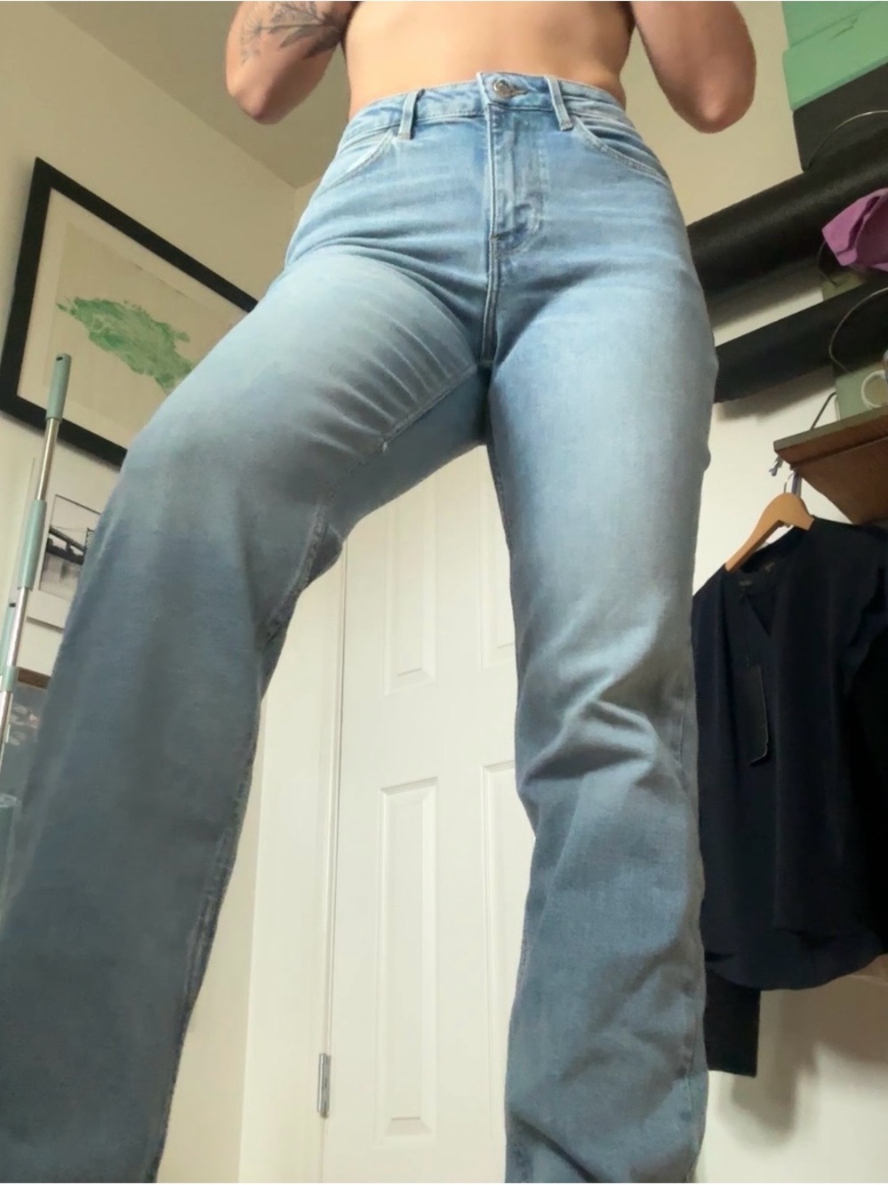Wrangler Light Wash High-Rise Flare Jeans - Pale Blue